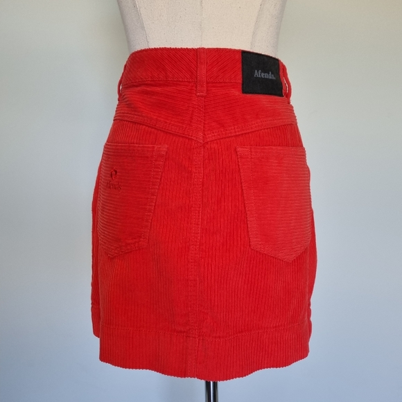 Afends Gemini Red Mixed Corduroy Cotton Mini Skirt Size 12 - Picture 5 of 11